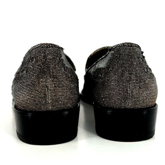 Stuart Weitzman Womens 7 Leather Colorblock Pattern Metallic Gold Silver Loafers - Picture 13 of 16